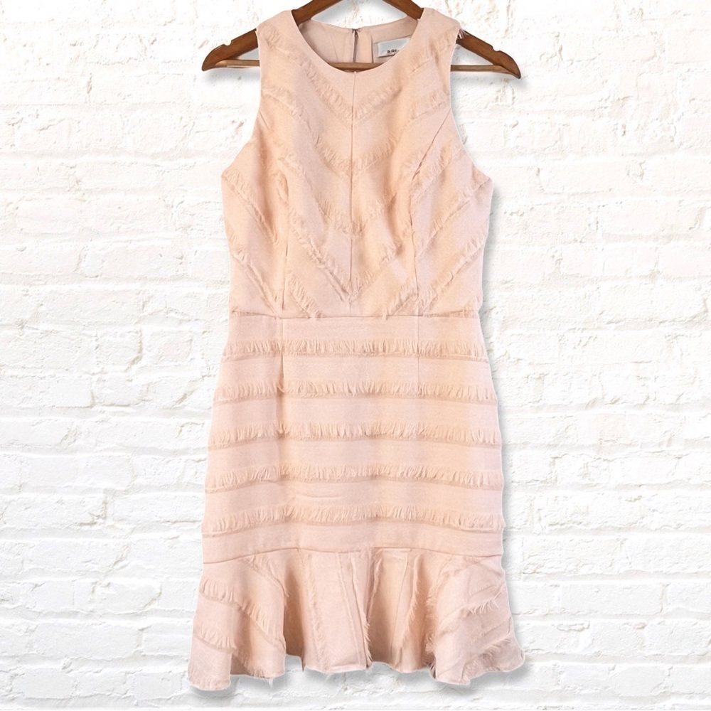Adelyne Rae Blush PInk Eyelesh Fringe Mini Dress with Flounced Skirt Medium - Picture 9 of 9